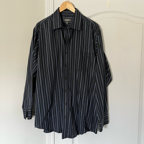 Kenneth Cole Reaction Other - Kenneth Cole | men’s black stripe button down shirt - XL regular fit